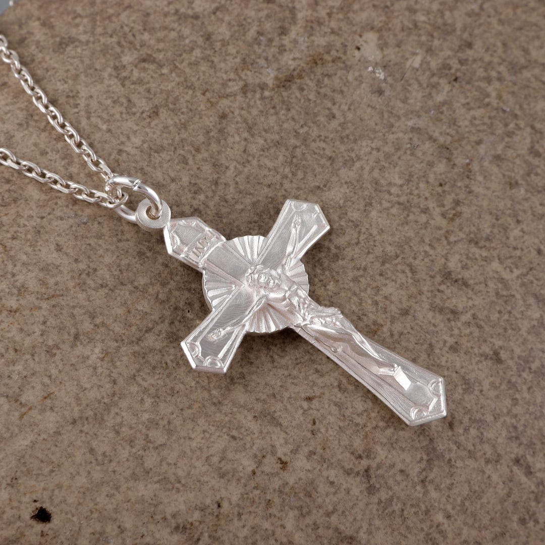 925 Sterling Silver Crucifix Pendant Necklace for Men Women - Etsy
