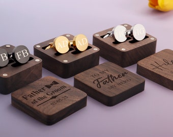 Personalised Mens Classic Cufflinks, Engraved Tie Clip and Cuff links Set on Wedding Day for Grooms Man Best Man Ring Bearer Brother in Law