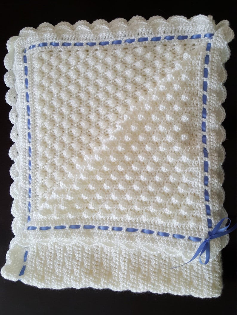 Homemade Crocheted Popcorn stitch Baby Blanket Etsy