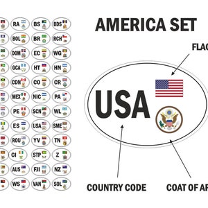 Peut inclure: Un autocollant ovale blanc avec le mot "USA" en lettres noires. L'autocollant présente également le drapeau américain et les armoiries américaines. L'autocollant est étiqueté "DRAPEAU", "CODE DU PAYS" et "ARMOIRIES".