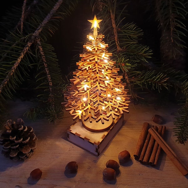 Arbre de Noël 3D DIY avec lumières LED - look de Noël chaleureux et confortable, ensemble de minuscules lumières LED douces, apporter de la joie tout en assemblant tridimensionnel