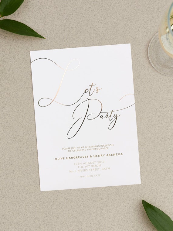 Professionally Printed Foil Modern Calligraphy Evening Wedding Etsy