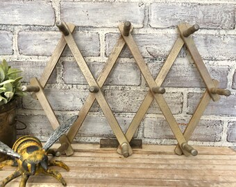 Cast Iron Retractable Wall Hook Folding Coat Hanger Hat Cap Holder Rustic Decor