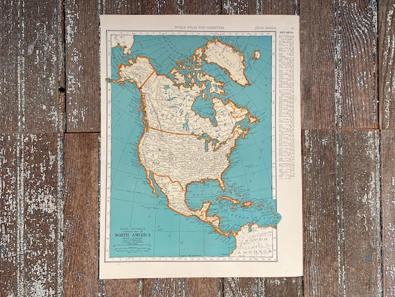 1940s North America Map, Vintage Atlas Print - Etsy