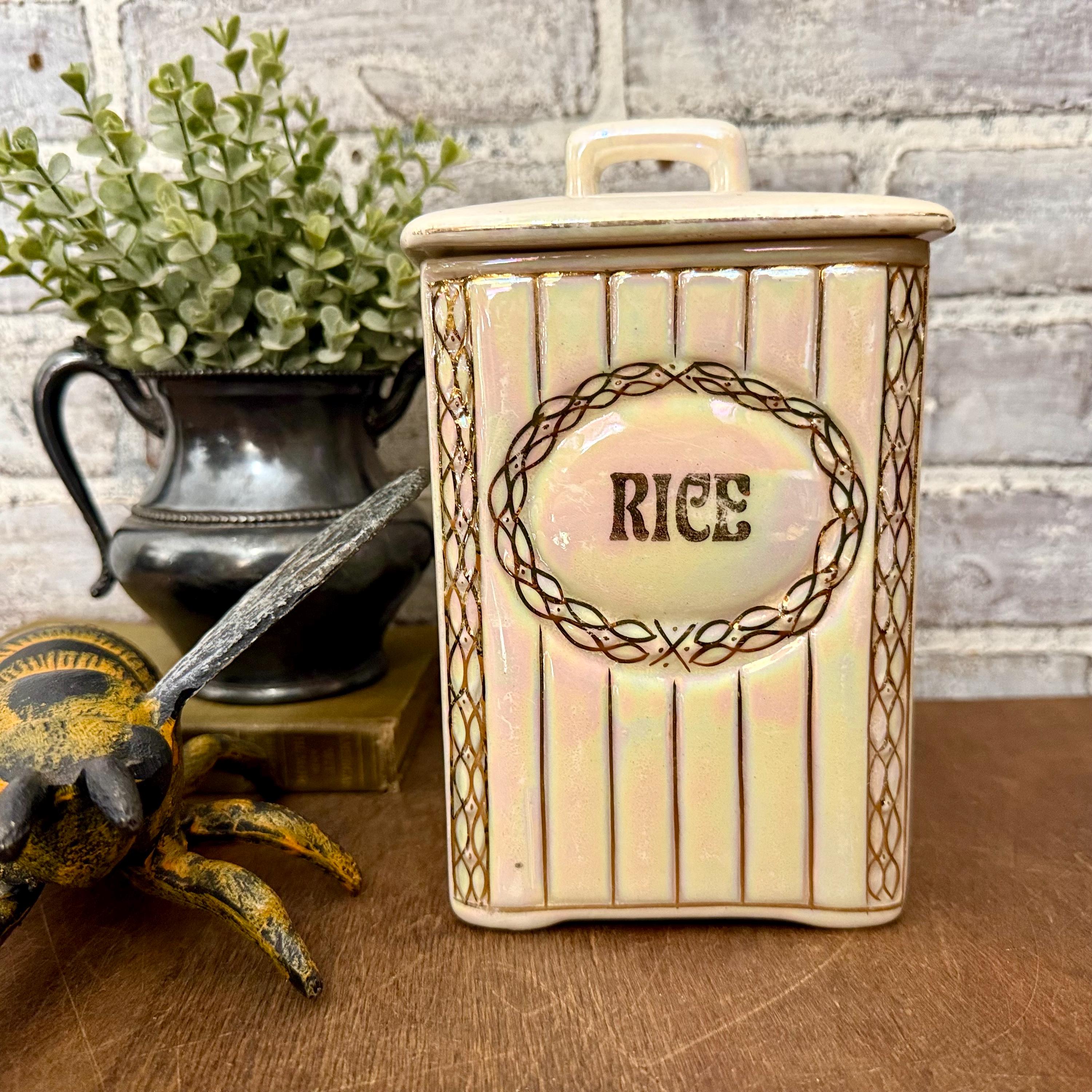 Antique Vintage Rice Canister - Etsy