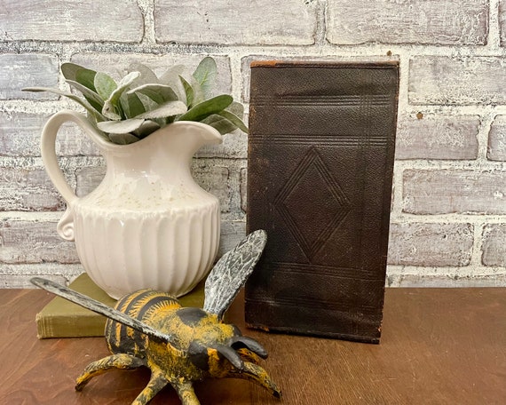 Leather Folding Document Holder with stamped deta… - image 1