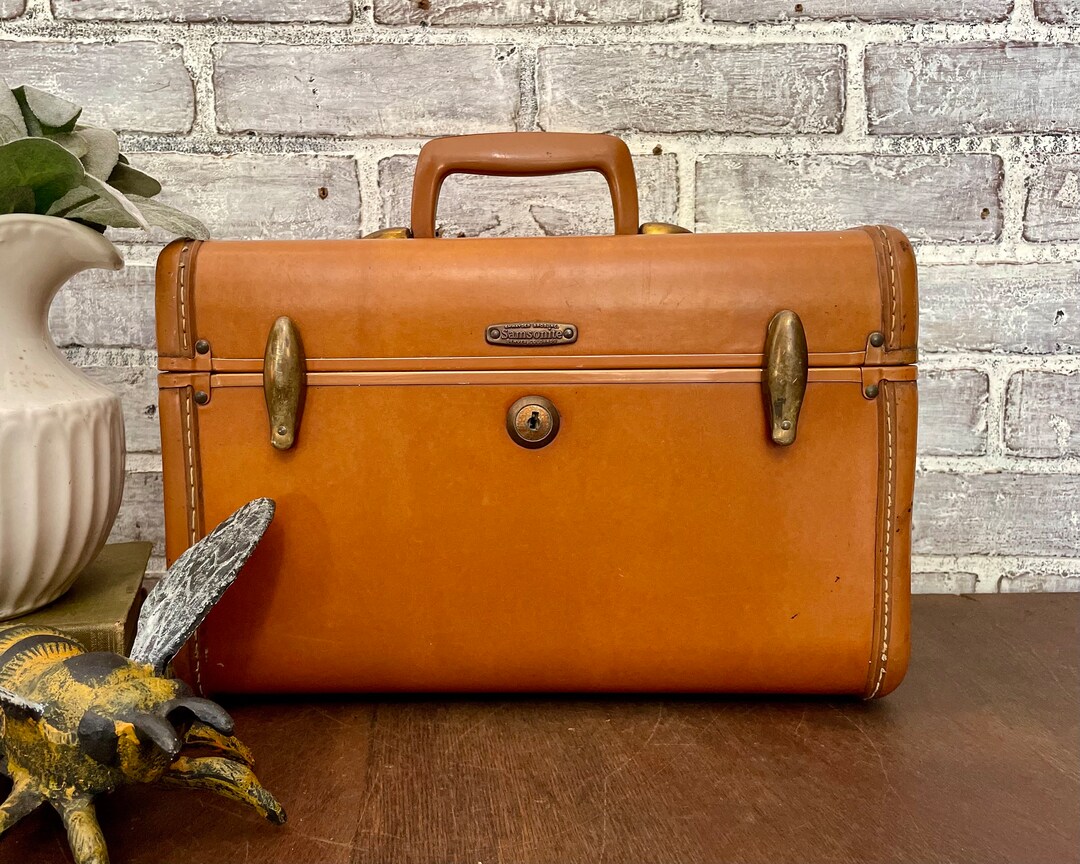 Samsonite Streamlite Train Case Vintage Leather Suitcase Luggage With