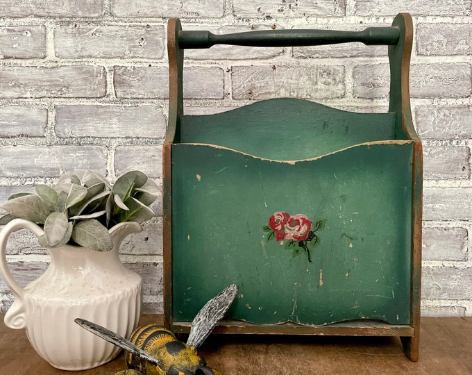 Green Magazine Rack Divided Magazine Basket Vintage Etsy