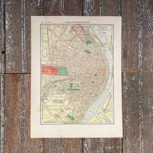 1910 St Louis, MO & Cincinnati, Ohio City Map! Housewarming Gift! Full Color Atlas Cityscape Print! Antique Wall Map!