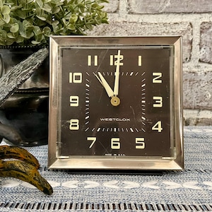 Vintage Westclox Wind Up Alarm Clock - Metal Base (Non-Working)