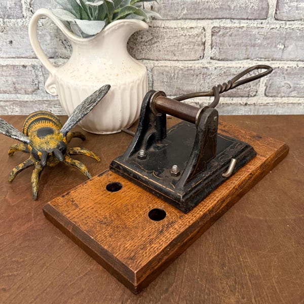 2 Hole Punch! Heavy Duty Mounted! Antique Office Equipment! Repurposed Paperweight!