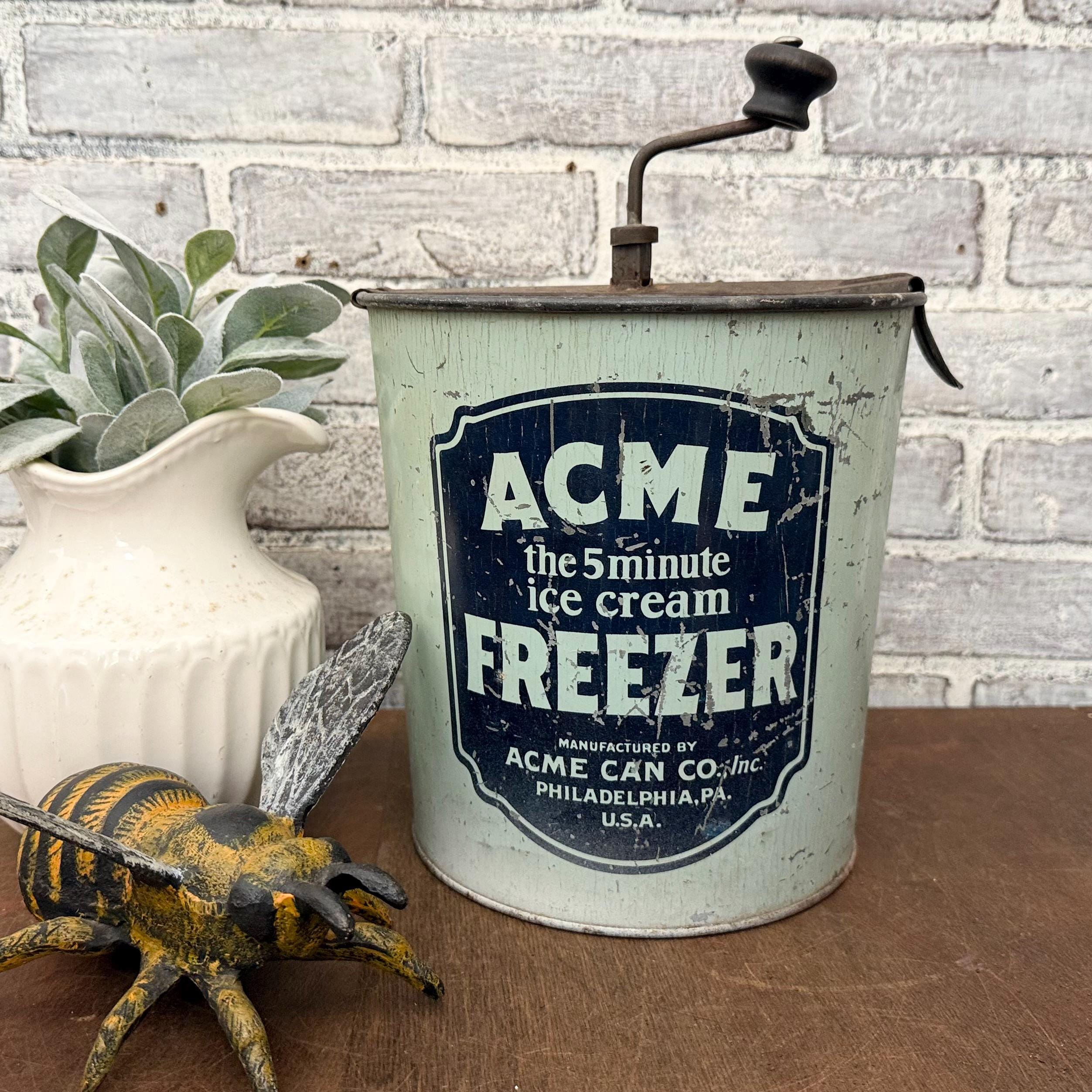 1912 Acme Ice Cream Freezer Churn Bucket! Antique Advertising! - Etsy