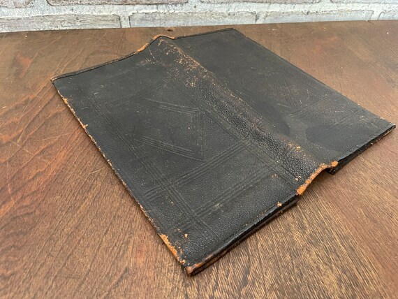 Leather Folding Document Holder with stamped deta… - image 7