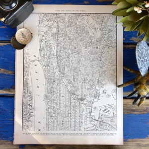 Carte de l'Upper Manhattan et du Bronx, New York des années 30 !!! Cadeau de pendaison de crémaillère ! Impression noir et blanc Atlas City ! Carte murale ancienne ! Carte vintage !