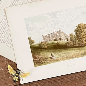 Lambton Castle! Country Durham, England! Framable Antique Chromolithograph! English County Seat! Grand Millennial! Cottagecore Decor!