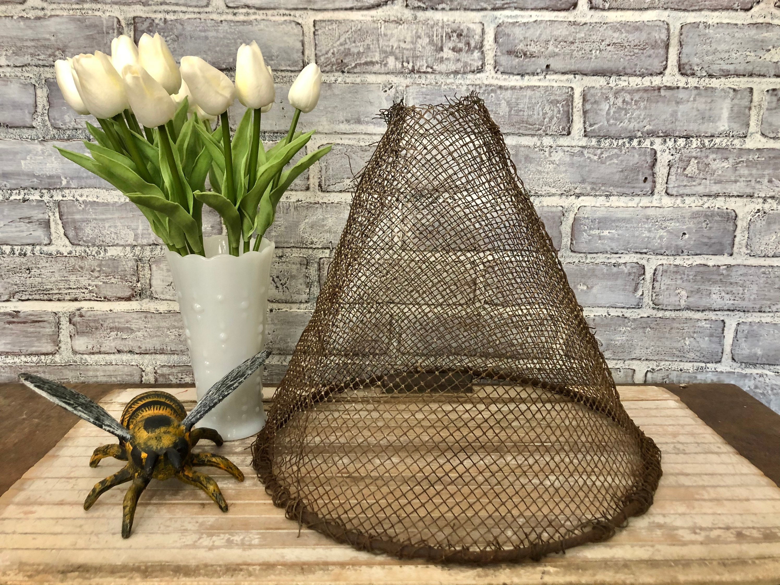 Metal Fishing Basket Antique Minnow Trap Cone Basket Fishing Etsy