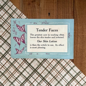Vintage Tender Faces Skin Care Sign: General Store Advertising Display
