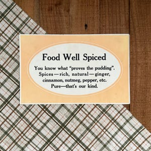 Food Well Spiced! General Store In Store Advertising Display Sign! Vintage Retail Grocery Signage! Food Merchandising! Kitchen Wall Hanging!