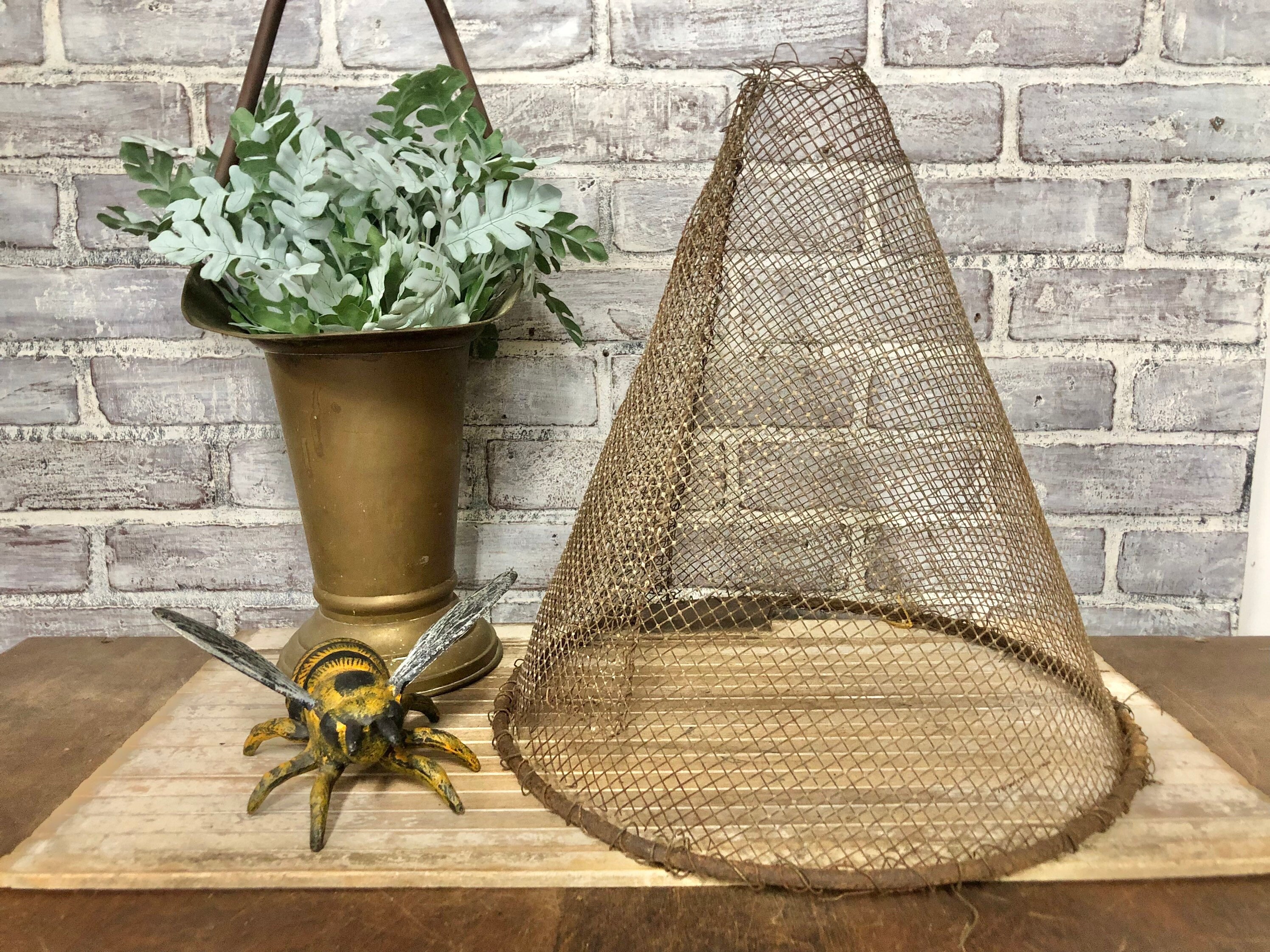 Metal Fishing Basket Antique Minnow Trap Cone Basket Fishing Etsy