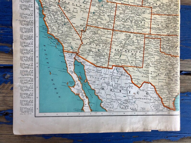 Atlas Print Vintage Map! 1937 United States Vintage Map Antique Wall Map Housewarming Gift