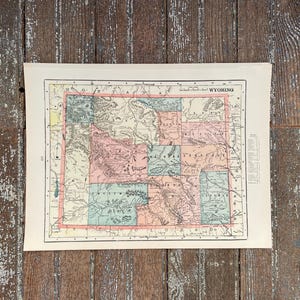 1902 Cram’s Wyoming Karte! Einweihungsgeschenk! Atlas Druck! Antike Landkarte!
