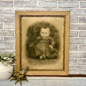 Antique Baby Portrait! Framed! Amazing Ephemera! Instant Ancestor!