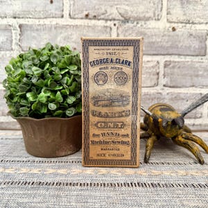 Boîte de fil en carton pour bobines de coton ONT de George A Clark ! Publicité ancienne !