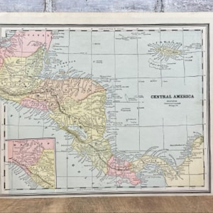 1887 Central America and Mexico Antique Map! Housewarming Gift! Atlas Print! Antique Wall Map!