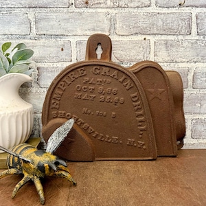 Antique Cast Iron Empire Grain Drill Hopper Door: Ornate Architectural Salvage Garden Decor