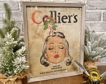 Christmas Collier Magazine! Framed Magazine Cover! Vintage Christmas Wall Decor! December 25, 1937!