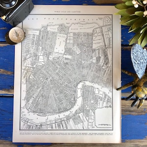 1930's New Orleans, LA Stadt Karte! Einweihungsgeschenk! Schwarz & Weiß Atlas City Print! Antike Landkarte! Vintage Landkarte!