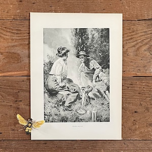 Antique &quot;Fried Bacon&quot; Lithograph Print - Camp Lodge Decor