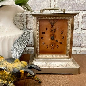 German Carriage Clock! Stag Head Design! Antique Clock Collector! Needs Servicing!