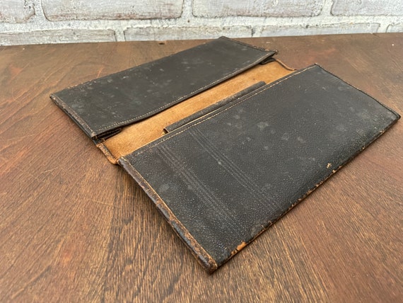 Leather Folding Document Holder with stamped deta… - image 6