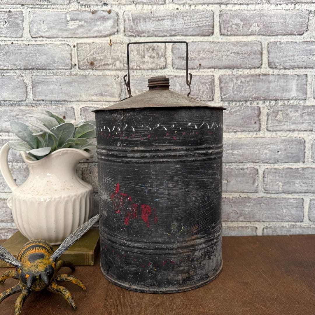 Rustic Container Primitive Painted Tin Container | Rustic Farmhouse Storage | Vintage ...