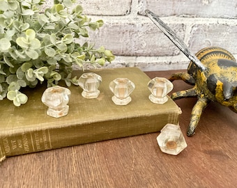 5 Small Antique Glass Drawer Knobs! Antique Decorative Glass Cabinet Handles!