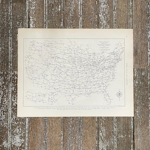 Carte kilométrique transcontinentale des années 30 ! Des voies ferrées ! Lignes ferroviaires américaines ! Cadeau pour les amateurs de chemin de fer ! Chemins de fer à collectionner !