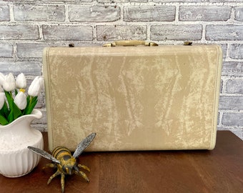 Fabulous Marble Cream Samsonite Suitcase! Small Travel Bag! Vintage Luggage!