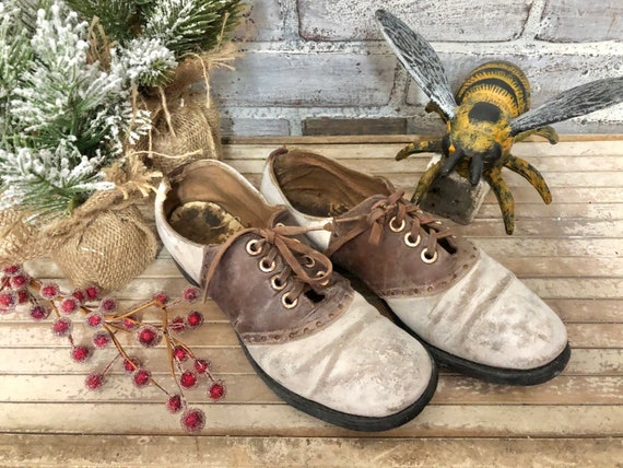 Genuine Brown & White Saddle Shoes Size Unknown Display | Etsy