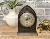 1920 s Bakelite Telechron Clock Hammond Clock Company Cathedral Style Tabletop Clock. Industrial Decor