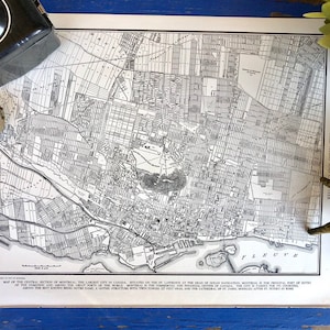 Carte de Montréal, Canada des années 30 ! Cadeau de pendaison de crémaillère ! Impression noir et blanc Atlas City ! Carte murale ancienne ! Carte vintage !