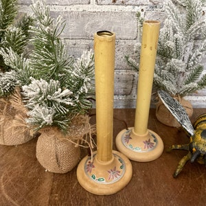 2 Christmas Poinsettia Electric Candles! NonWorking! Vintage Christmas Decor! Mid Century Kitsch!
