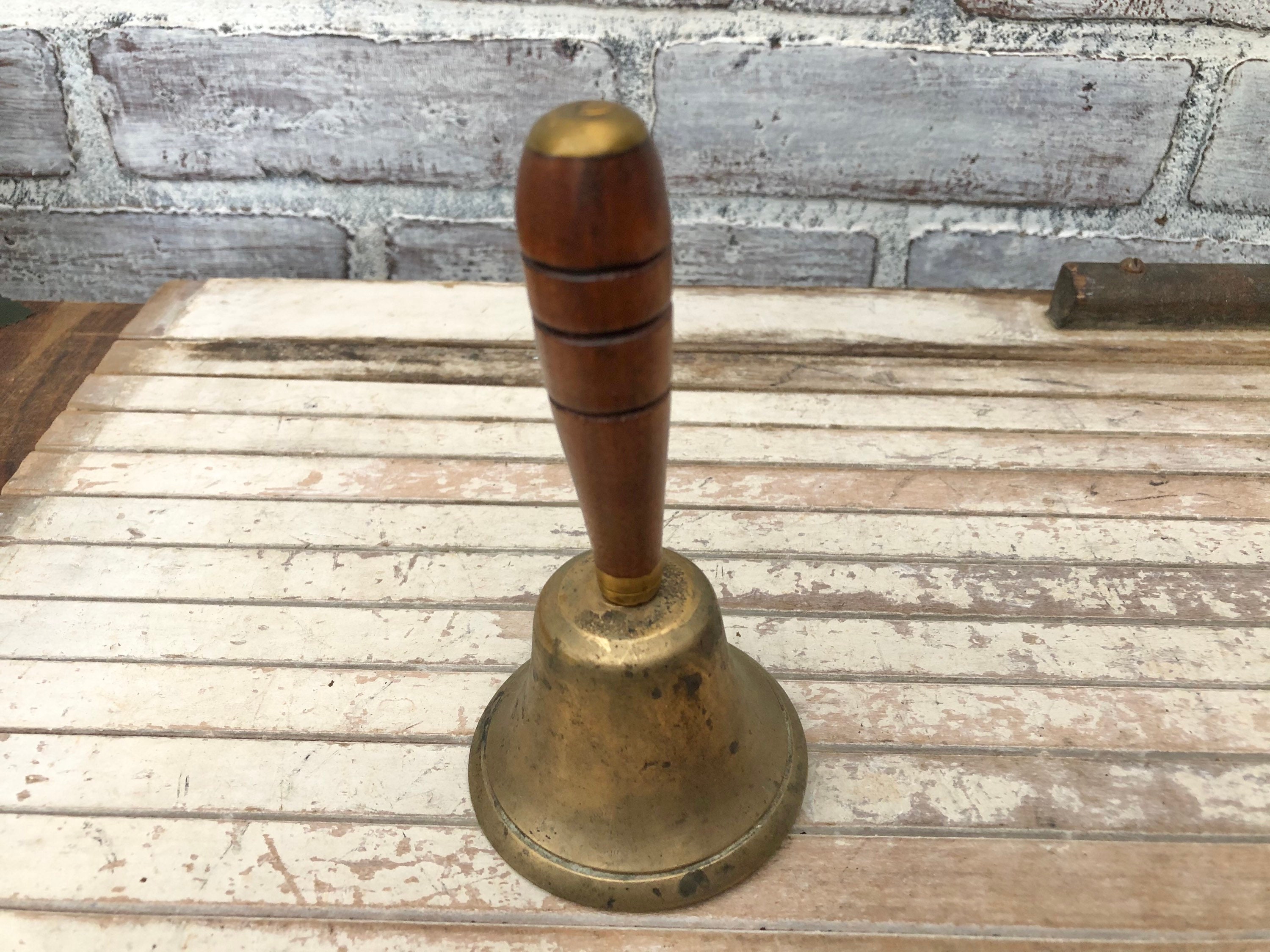 Brass Bell with Wooden Handle Vintage Bedside Bell Etsy