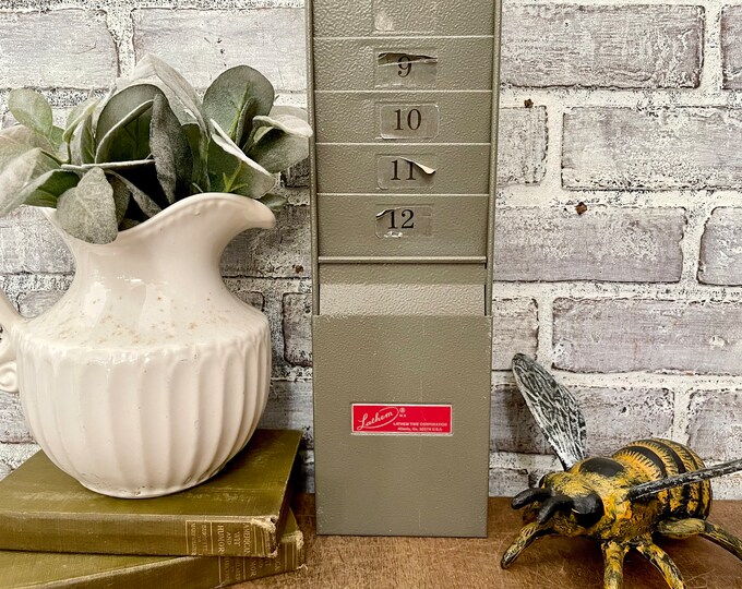 Vintage Latham Wall Time Card Holder 12 Slot Rack Gray Metal Industrial