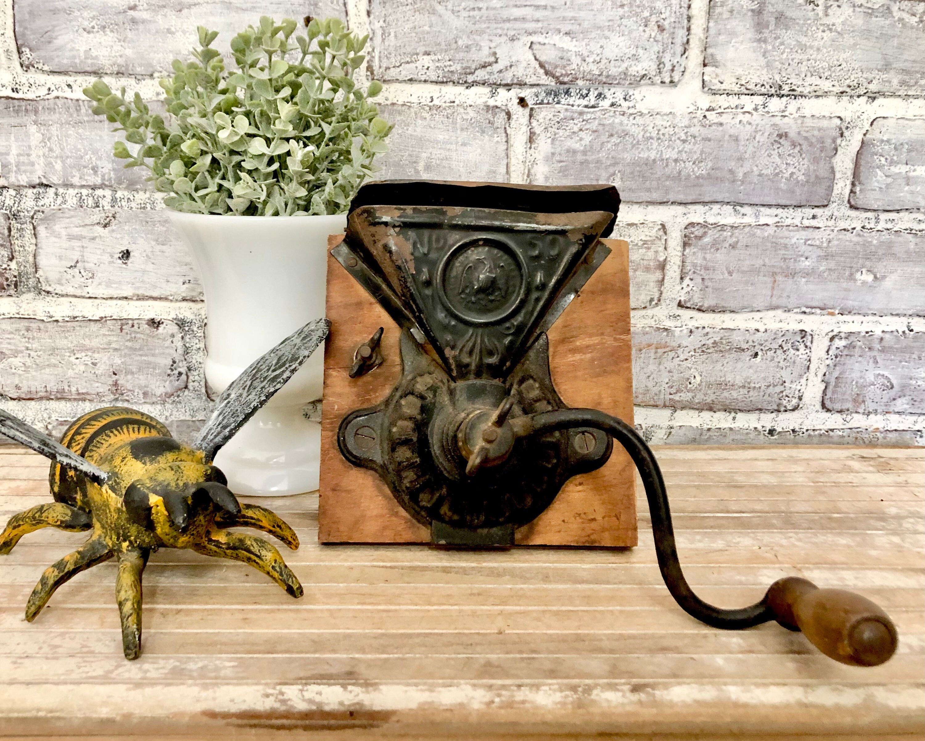 Antique Wall Mount Coffee Grinder for sale Only 2 left at 70