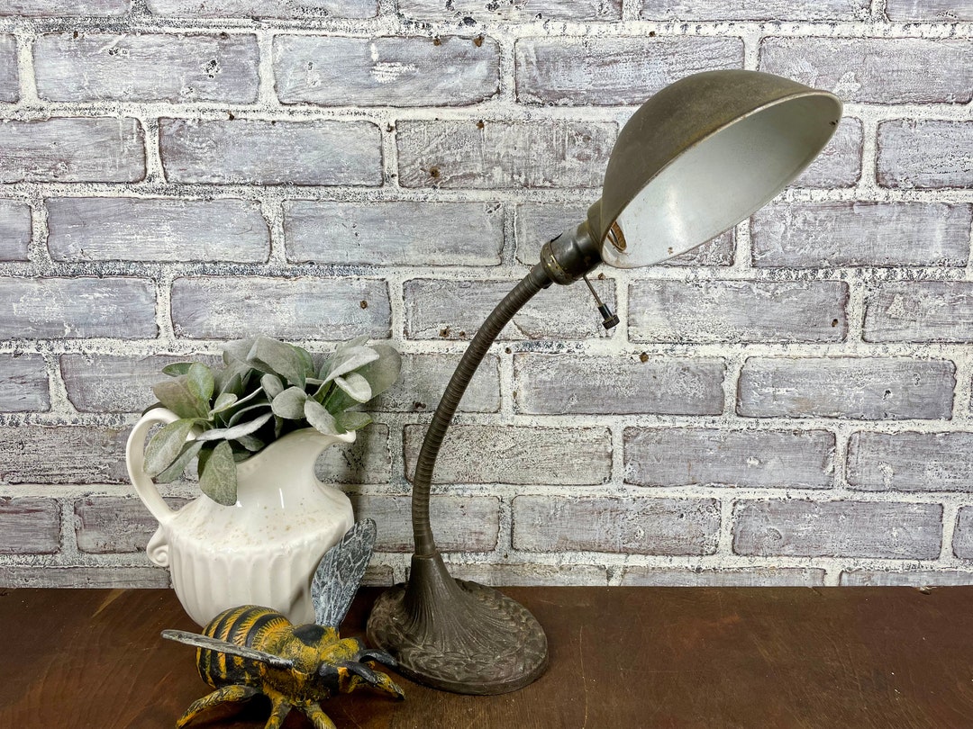 Cast Iron Desk Lamp Needs Rewiring Art Deco Style Antique Industrial
