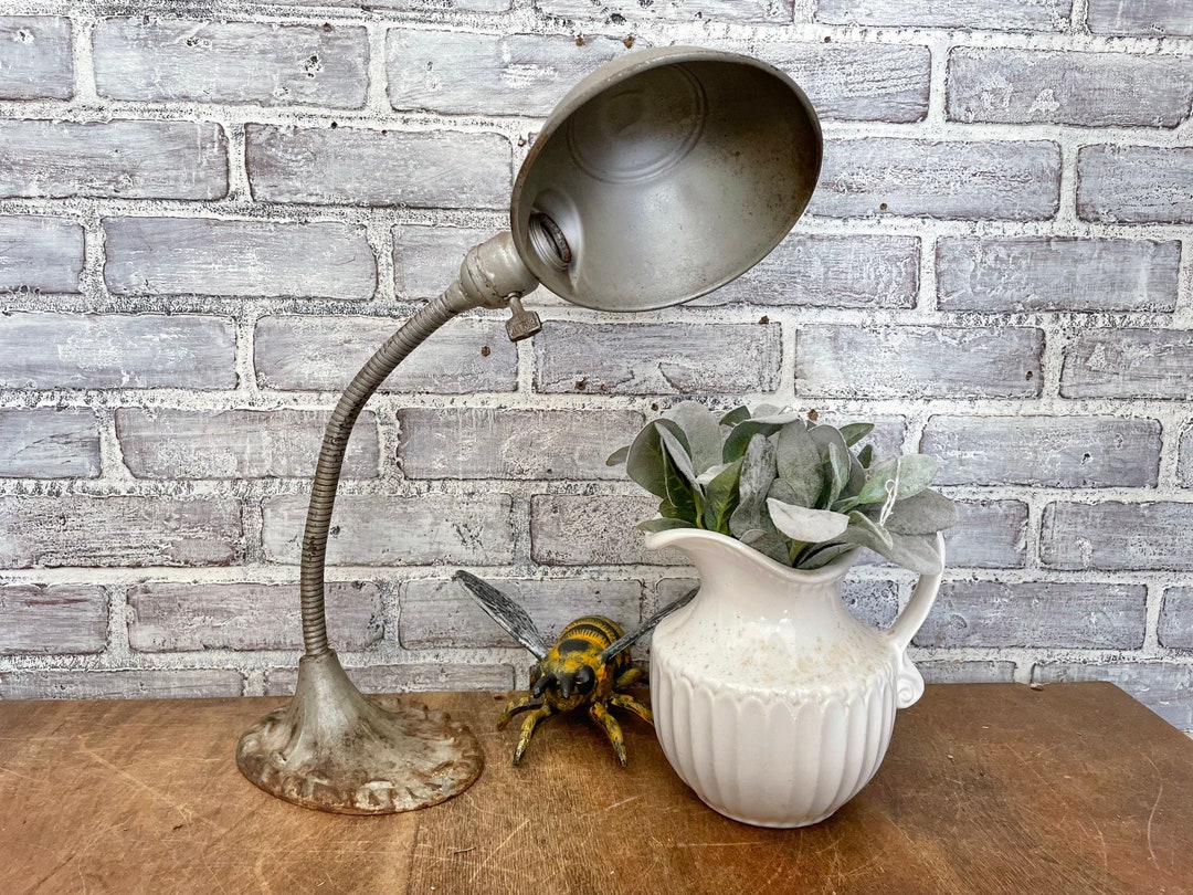 Vintage Cast Iron Desk Lamp Art Deco Style Antique Etsy
