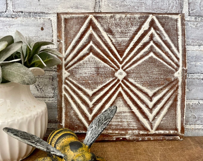 Antique Tin Ceiling Tile Art Deco Design Architectural Etsy