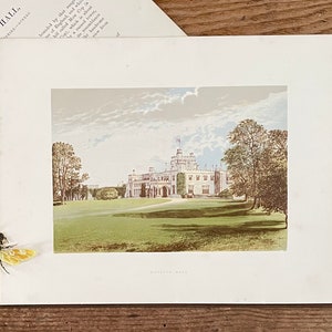 Moreton Hall! Cheshire, England! Framable Antique Chromolithograph! English County Seat! Grand Millennial! Cottagecore Decor!