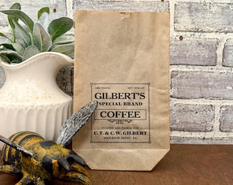 1900’s Gilbert’s Paper Coffee Bag Mapleton Depot PA!  Kitchen Coffee Bar Decor! Antique Advertising!